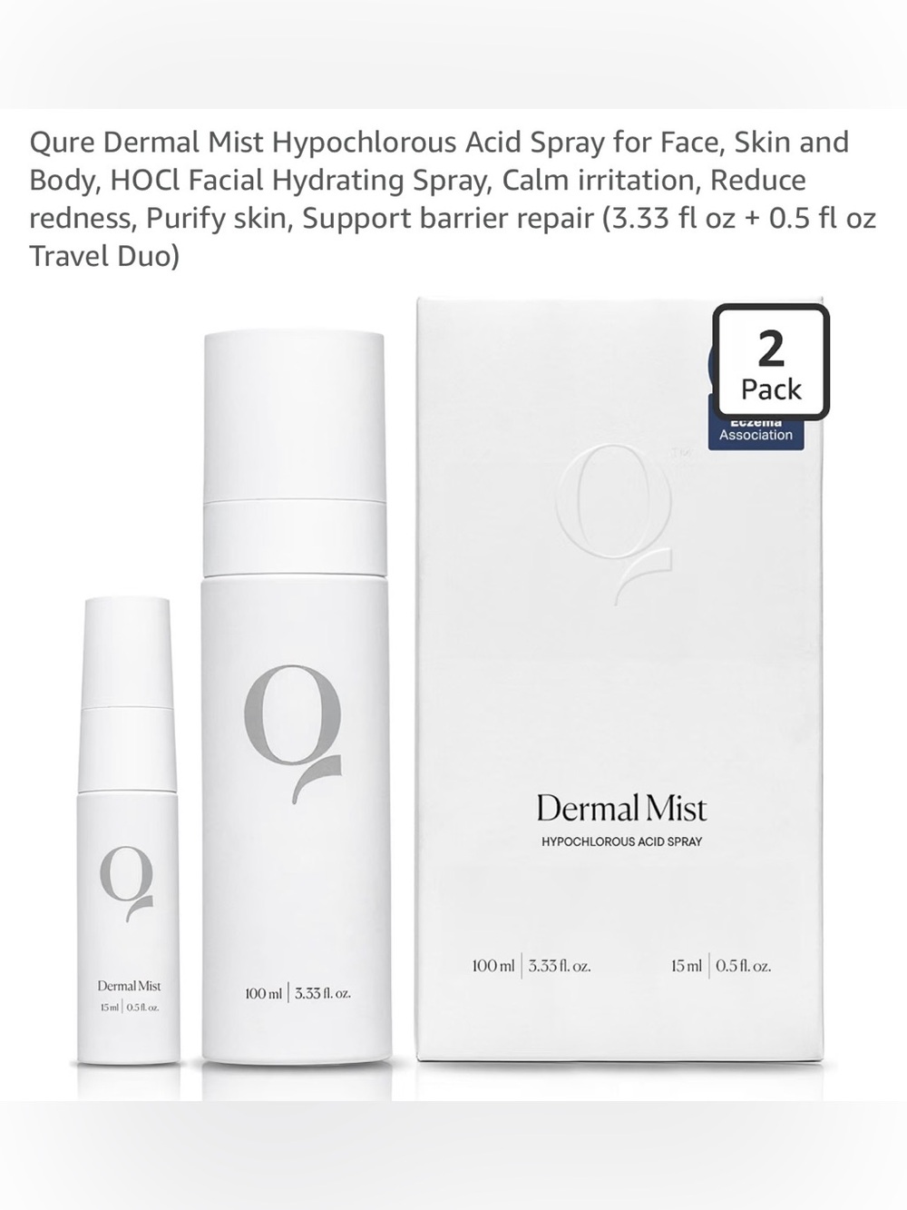 Dermal Mist Hypochlorous Acid Spray - White (2 Pack)